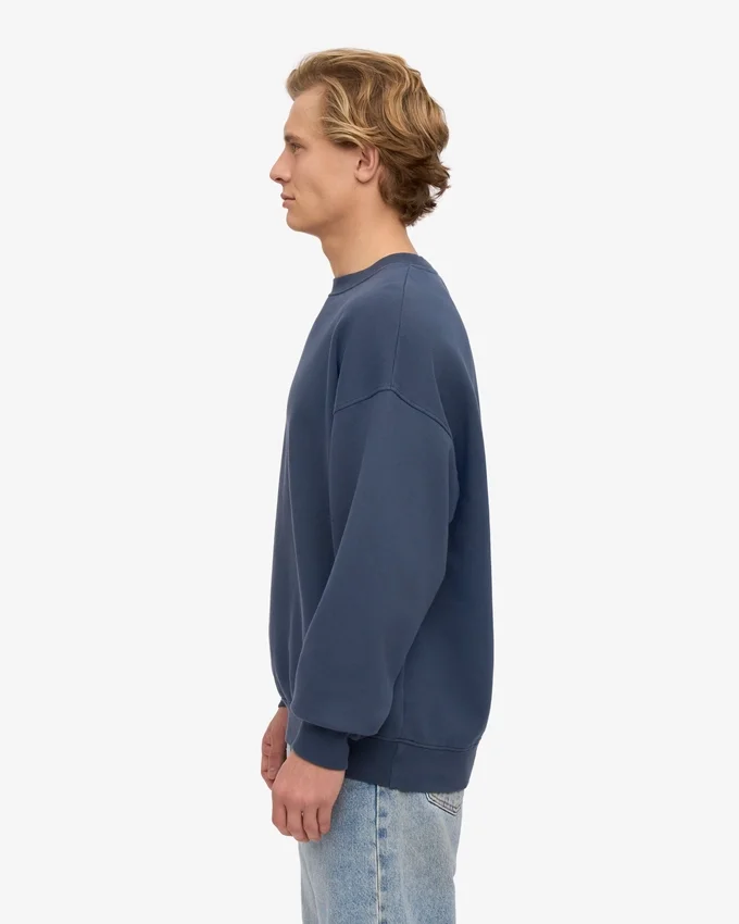 Pull oversize en coton bio - Bleu pétrole