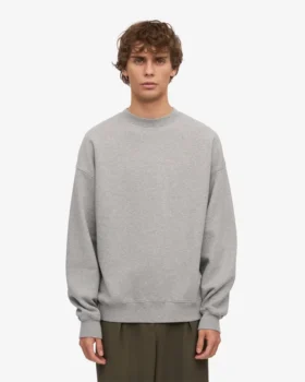 Pull oversize en coton bio – Gris chiné