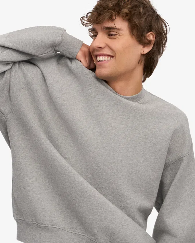 Pull oversize en coton bio - Gris chiné