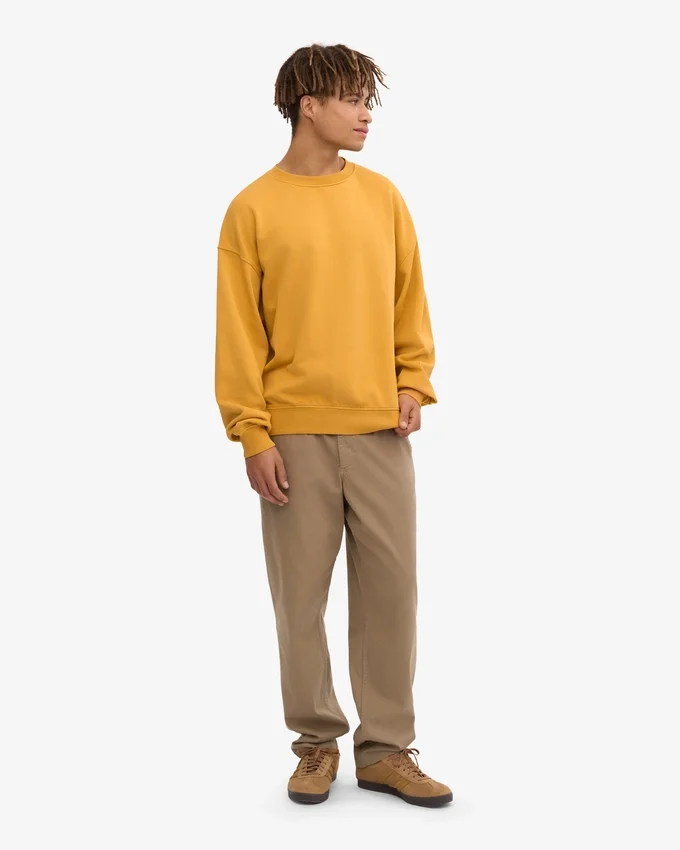 Pull oversize en coton bio - Jaune brûlé