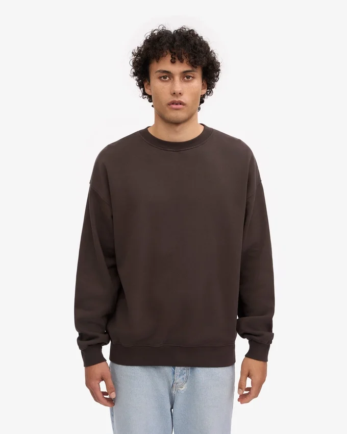 Pull oversize en coton bio - Marron café