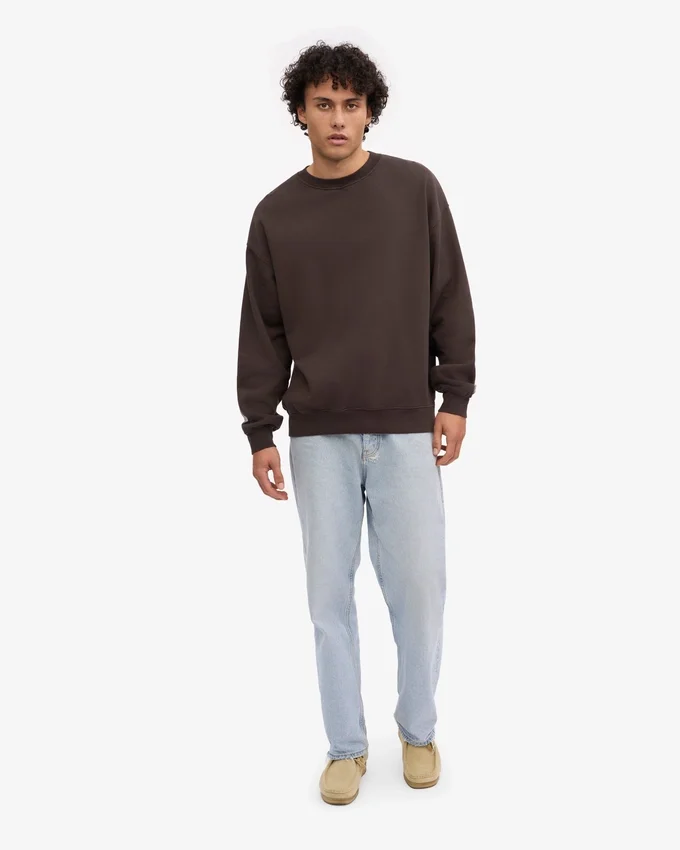 Pull oversize en coton bio - Marron café