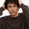 Pull oversize en coton bio - Marron café