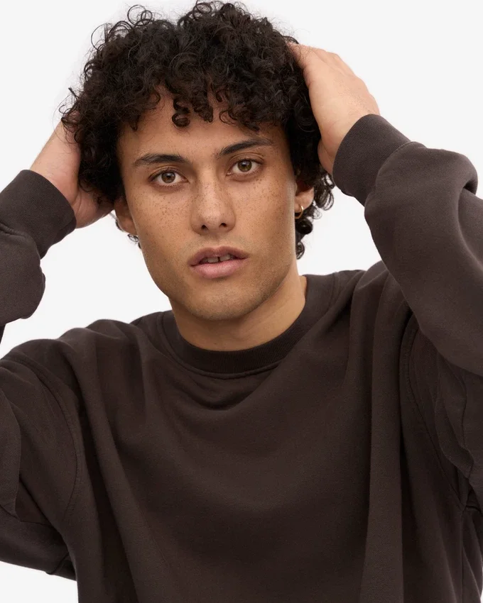 Pull oversize en coton bio - Marron café