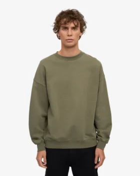 Pull oversize en coton bio – Olive poussiéreux