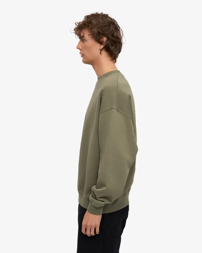 Pull oversize en coton bio - Olive poussiéreux