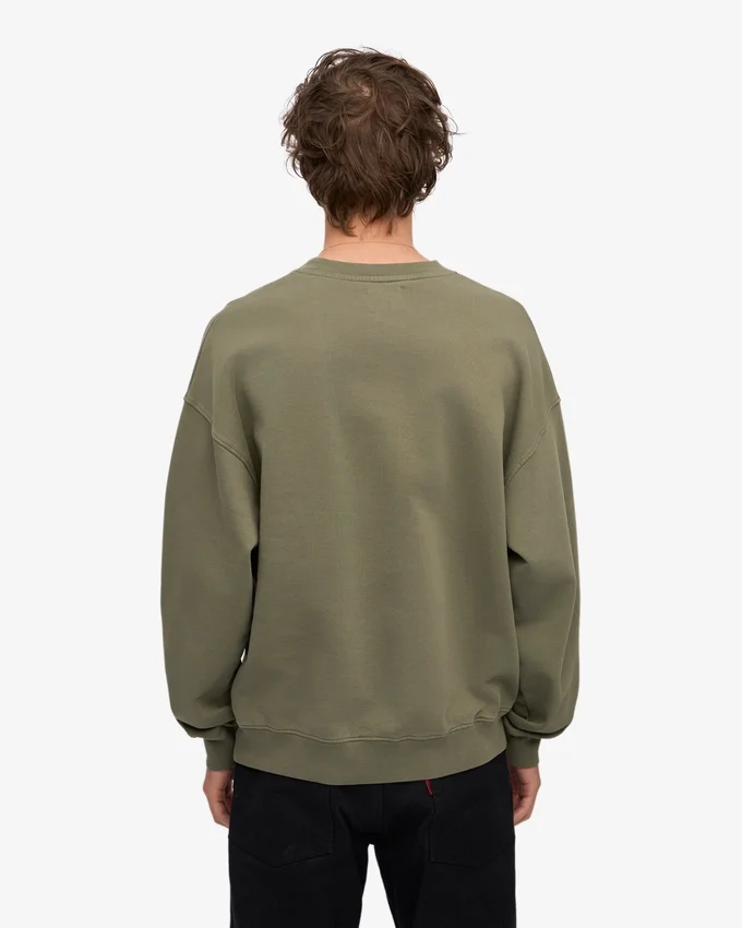 Pull oversize en coton bio - Olive poussiéreux