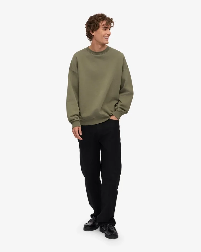 Pull oversize en coton bio - Olive poussiéreux