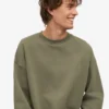 Pull oversize en coton bio - Olive poussiéreux