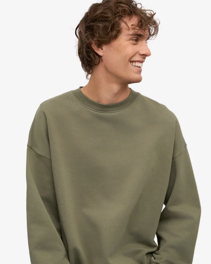 Pull oversize en coton bio - Olive poussiéreux
