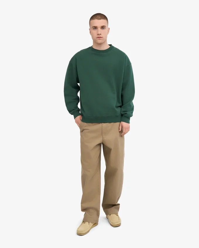 Pull oversize en coton bio - Vert émeraude