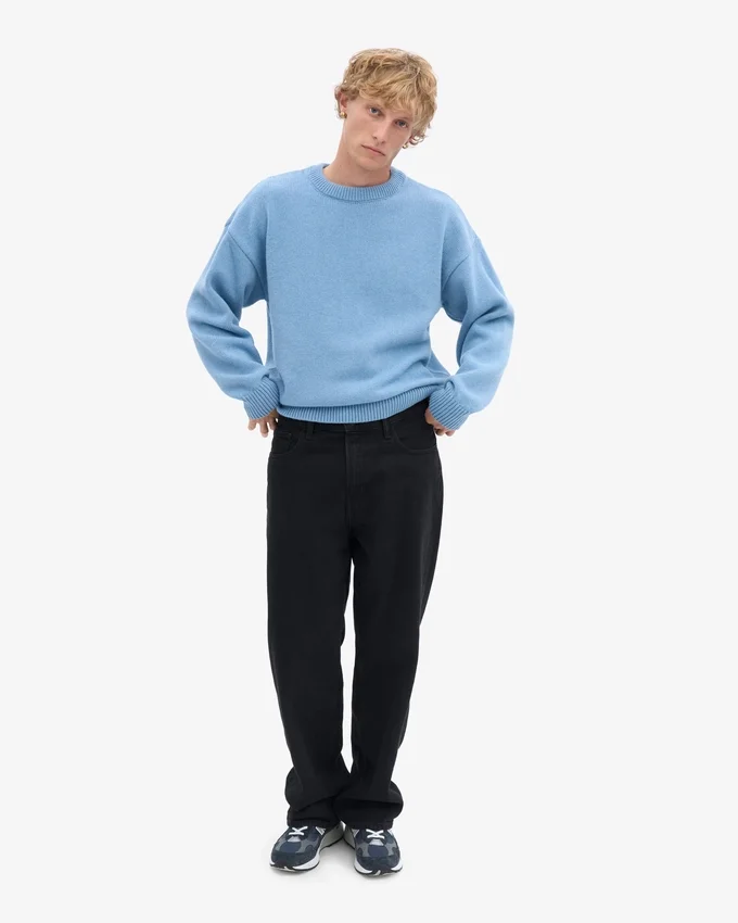 Pull oversize en laine mérinos - Bleu bord de mer