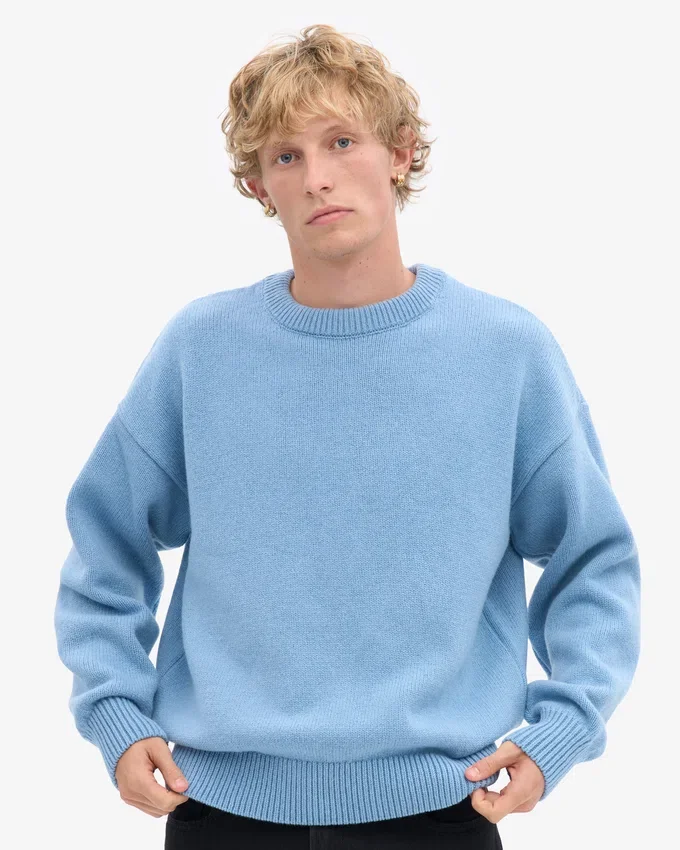 Pull oversize en laine mérinos - Bleu bord de mer