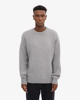 Pull oversize en laine mérinos – Gris chiné