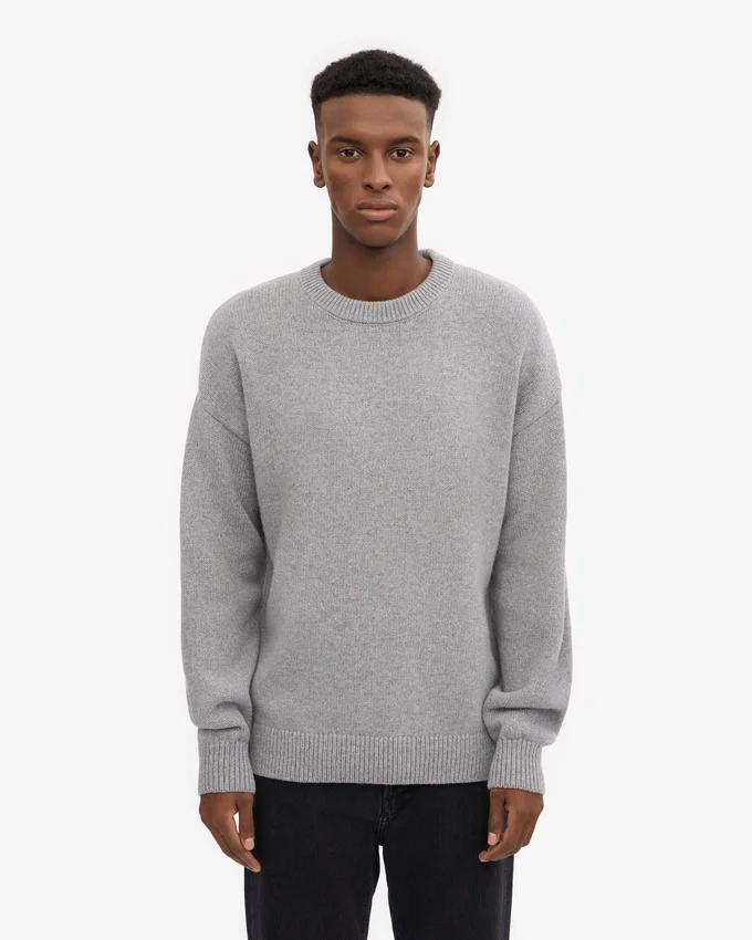 Pull oversize en laine mérinos - Gris chiné