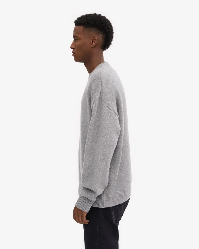 Pull oversize en laine mérinos - Gris chiné