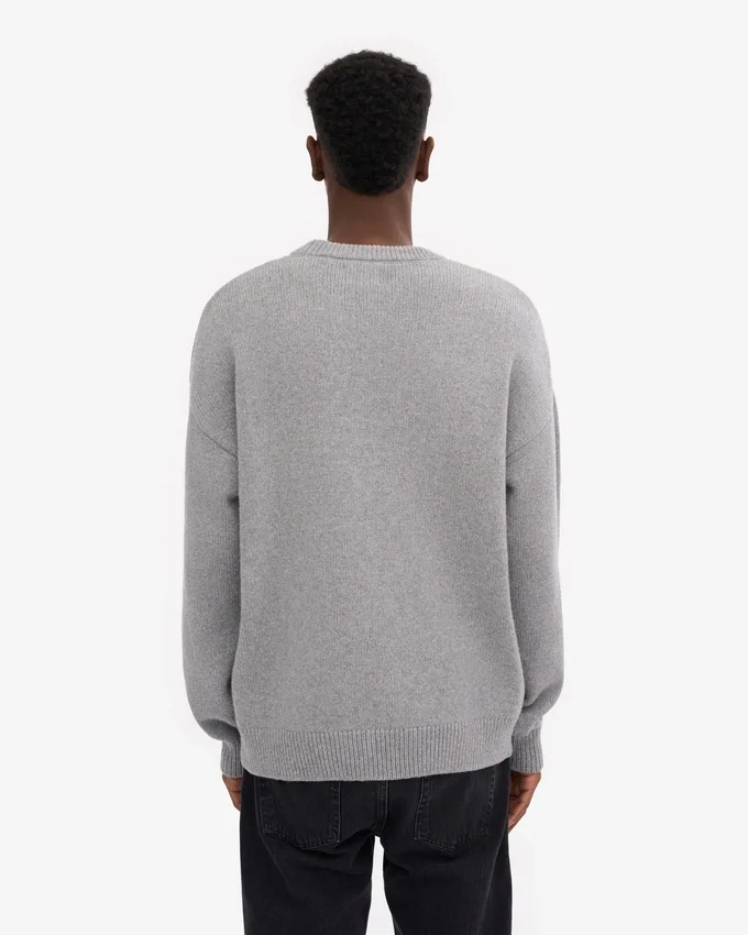 Pull oversize en laine mérinos - Gris chiné