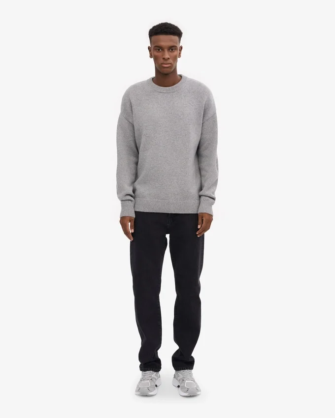 Pull oversize en laine mérinos - Gris chiné