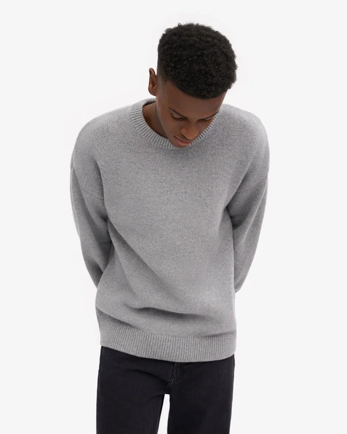 Pull oversize en laine mérinos - Gris chiné