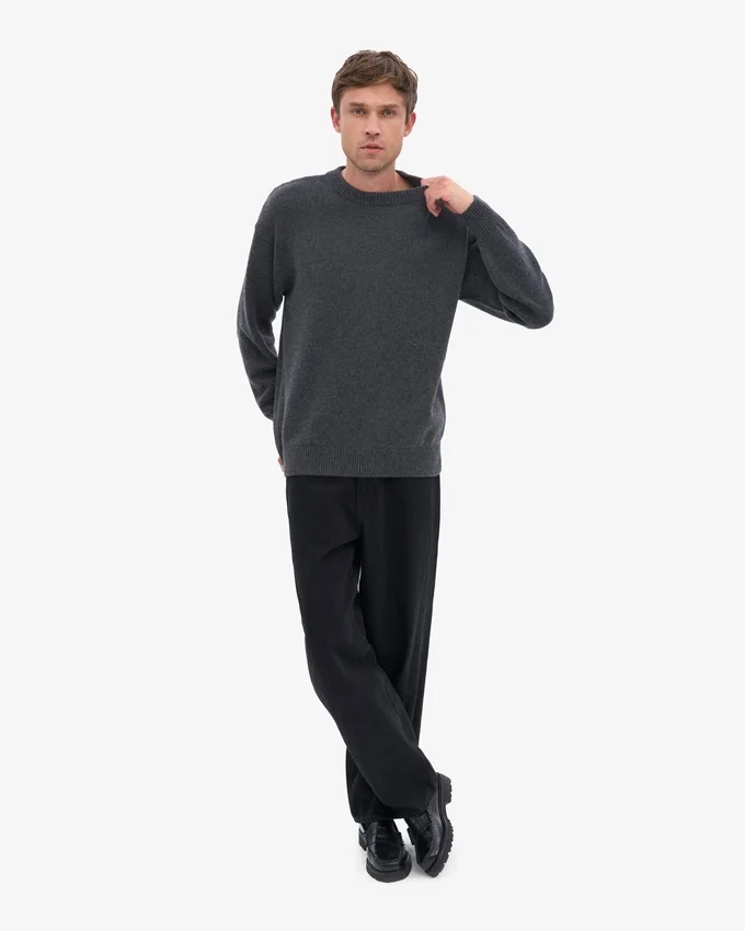 Pull oversize en laine mérinos - Gris lave