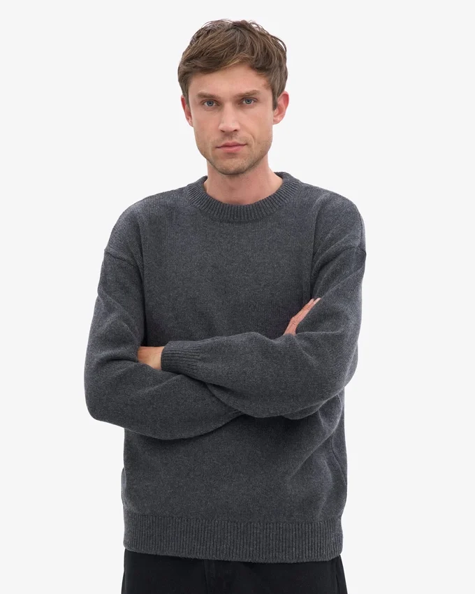 Pull oversize en laine mérinos - Gris lave
