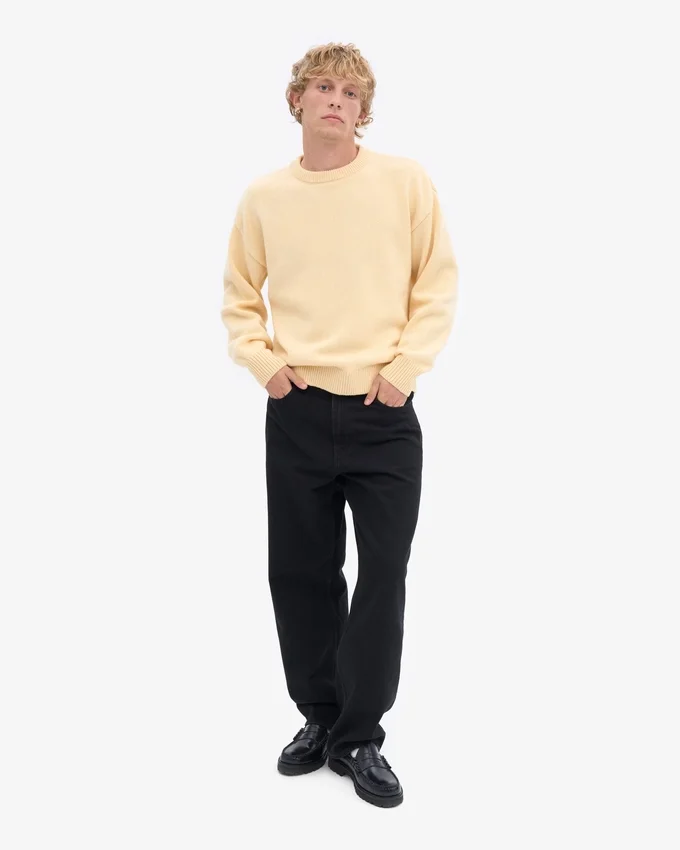Pull oversize en laine mérinos - Jaune pâle