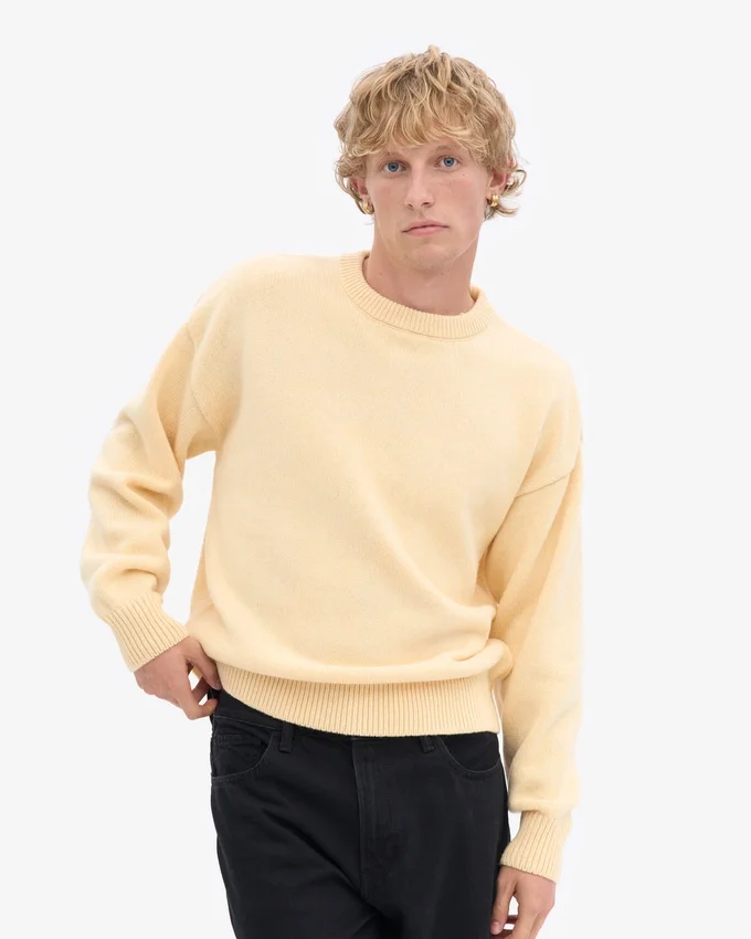 Pull oversize en laine mérinos - Jaune pâle