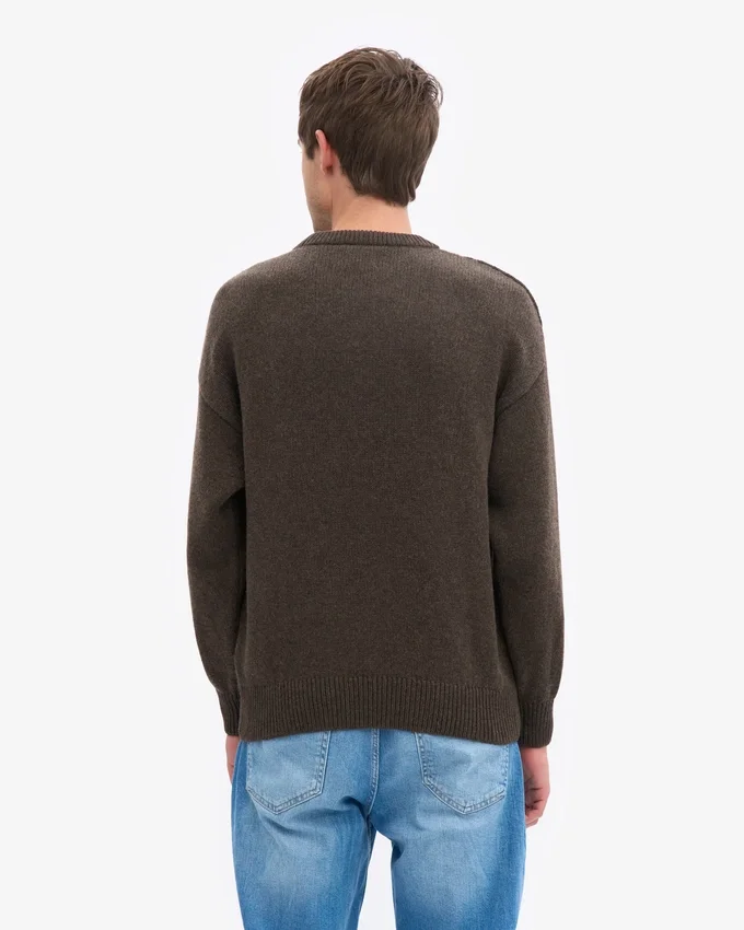 Pull oversize en laine mérinos - Marron café