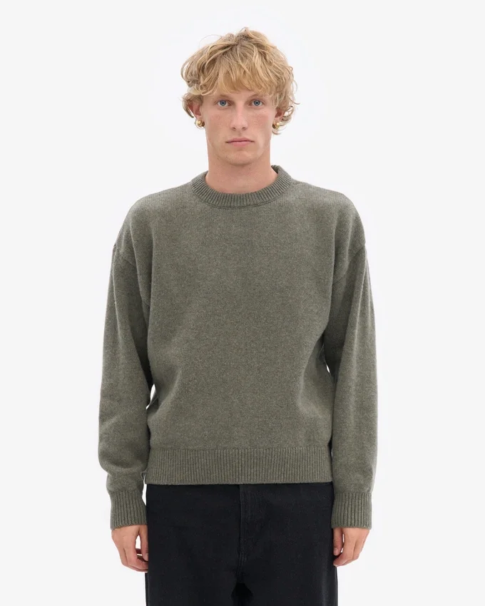 Pull oversize en laine mérinos - Olive poussiéreux