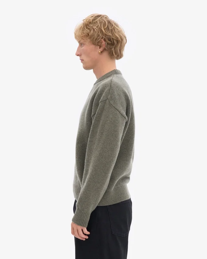 Pull oversize en laine mérinos - Olive poussiéreux