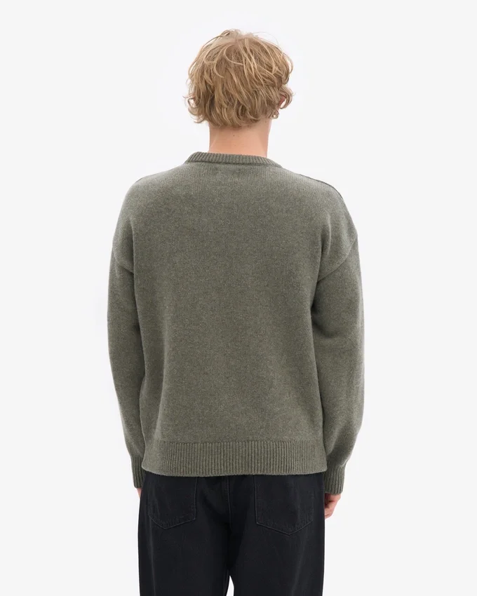 Pull oversize en laine mérinos - Olive poussiéreux