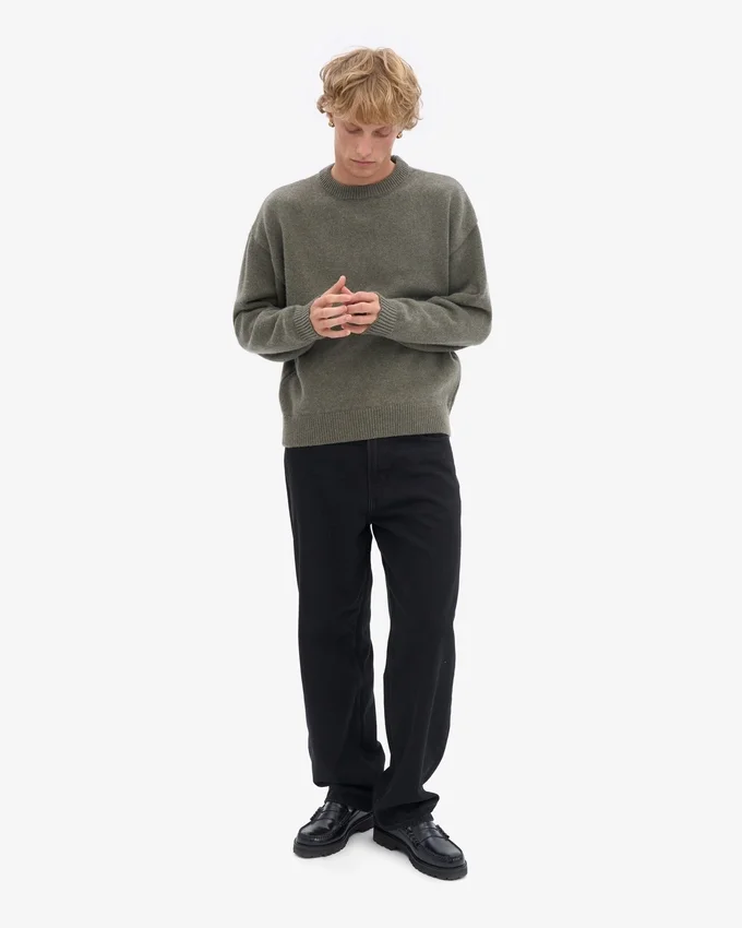 Pull oversize en laine mérinos - Olive poussiéreux
