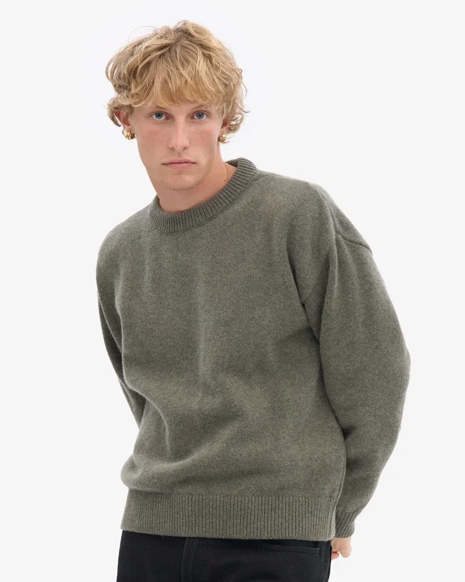 Pull oversize en laine mérinos - Olive poussiéreux