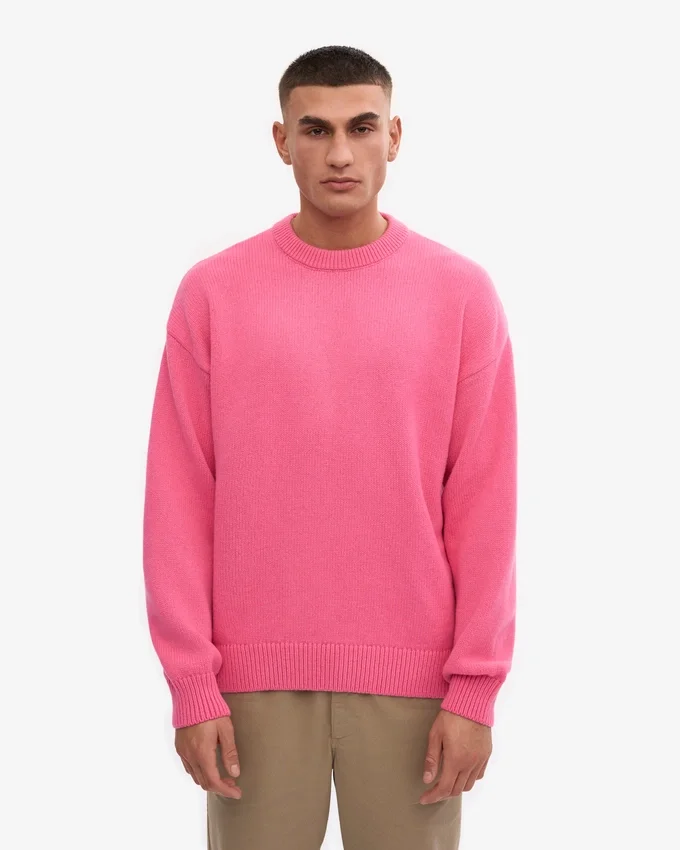 Pull oversize en laine mérinos - Rose bubble-gum