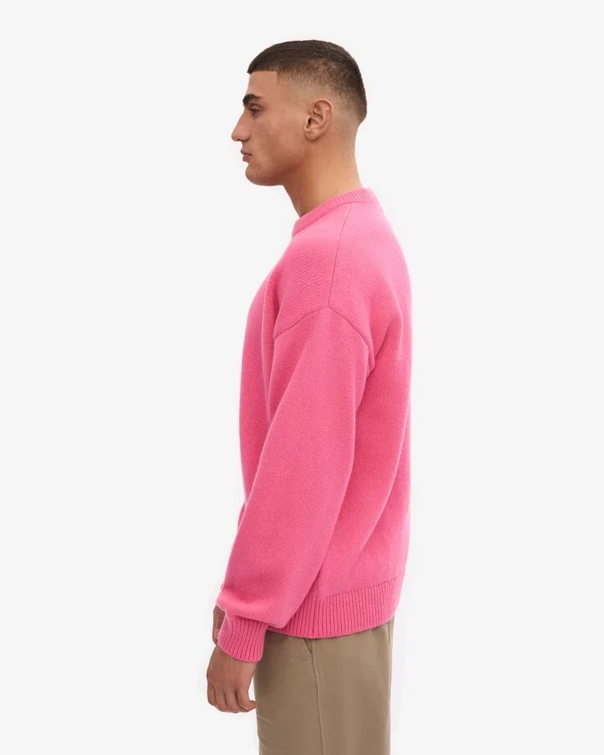 Pull oversize en laine mérinos - Rose bubble-gum