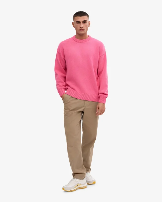 Pull oversize en laine mérinos - Rose bubble-gum
