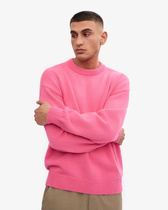 Pull oversize en laine mérinos - Rose bubble-gum