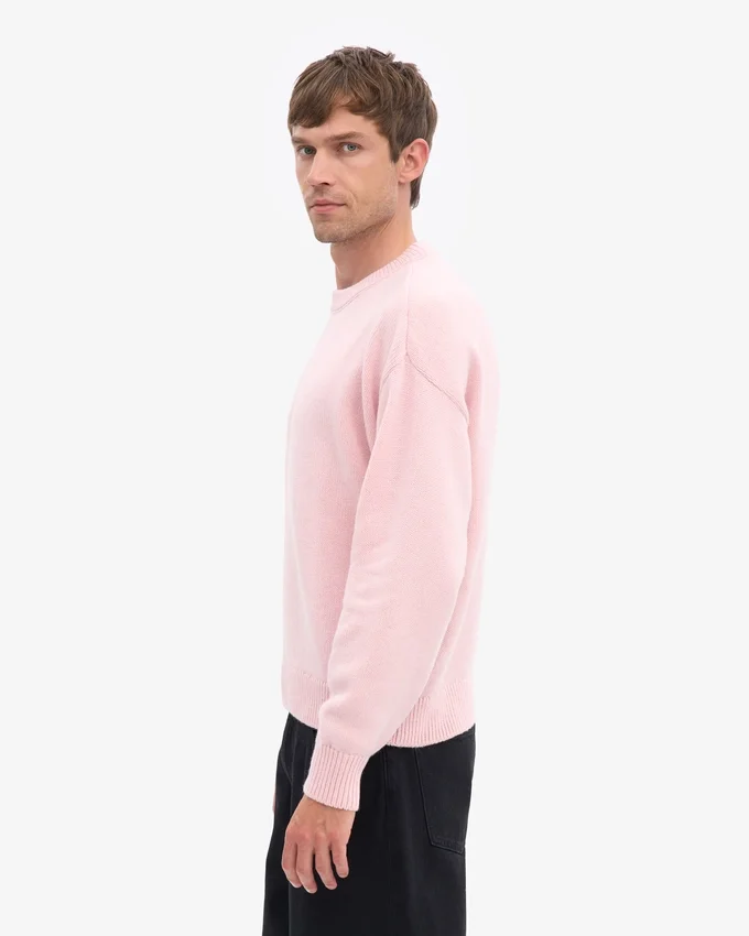 Pull oversize en laine mérinos - Rose délavé