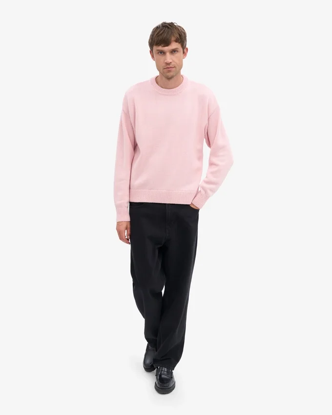 Pull oversize en laine mérinos - Rose délavé