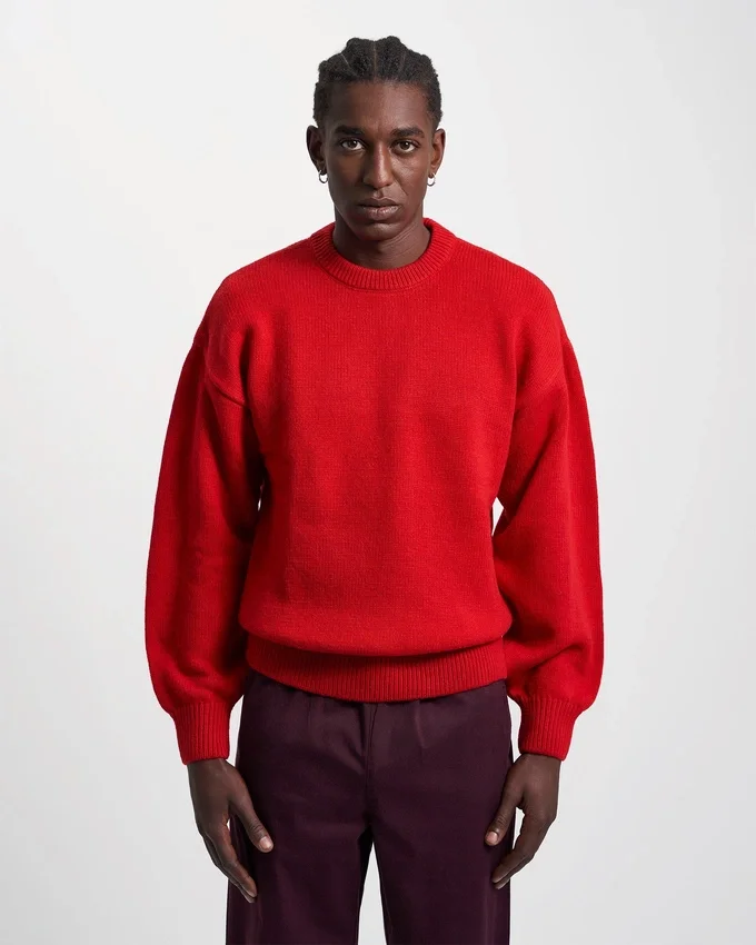 Pull oversize en laine mérinos - Rouge écarlate