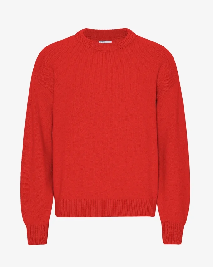Pull oversize en laine mérinos - Rouge mandarine