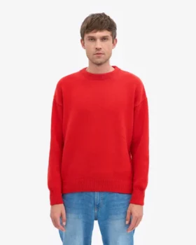 Pull oversize en laine mérinos – Rouge mandarine