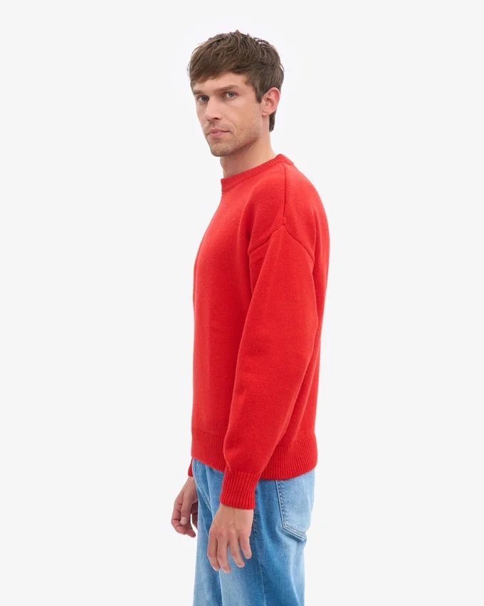 Pull oversize en laine mérinos - Rouge mandarine