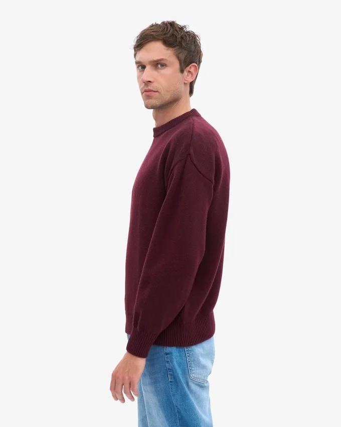 Pull oversize en laine mérinos - Rouge sang de bœuf