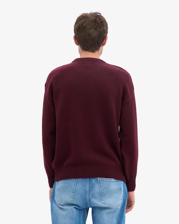 Pull oversize en laine mérinos - Rouge sang de bœuf