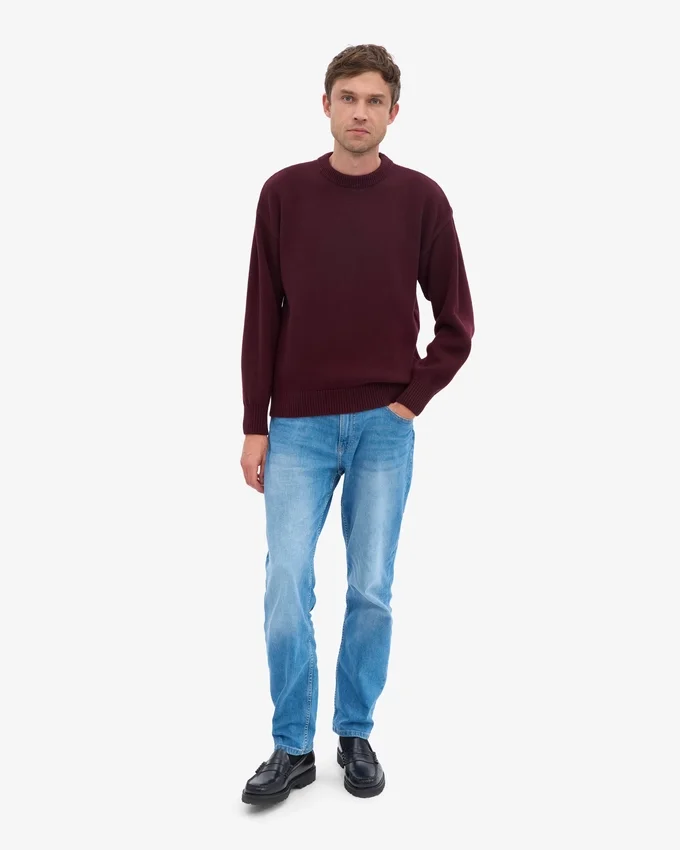 Pull oversize en laine mérinos - Rouge sang de bœuf