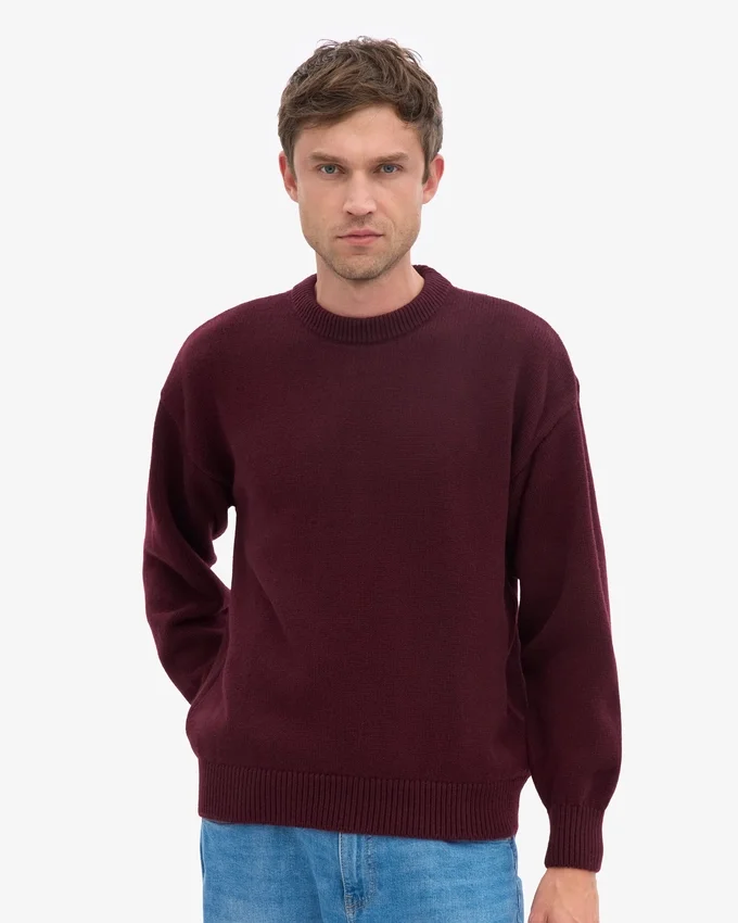 Pull oversize en laine mérinos - Rouge sang de bœuf