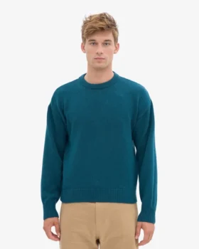 Pull oversize en laine mérinos – Vert océan