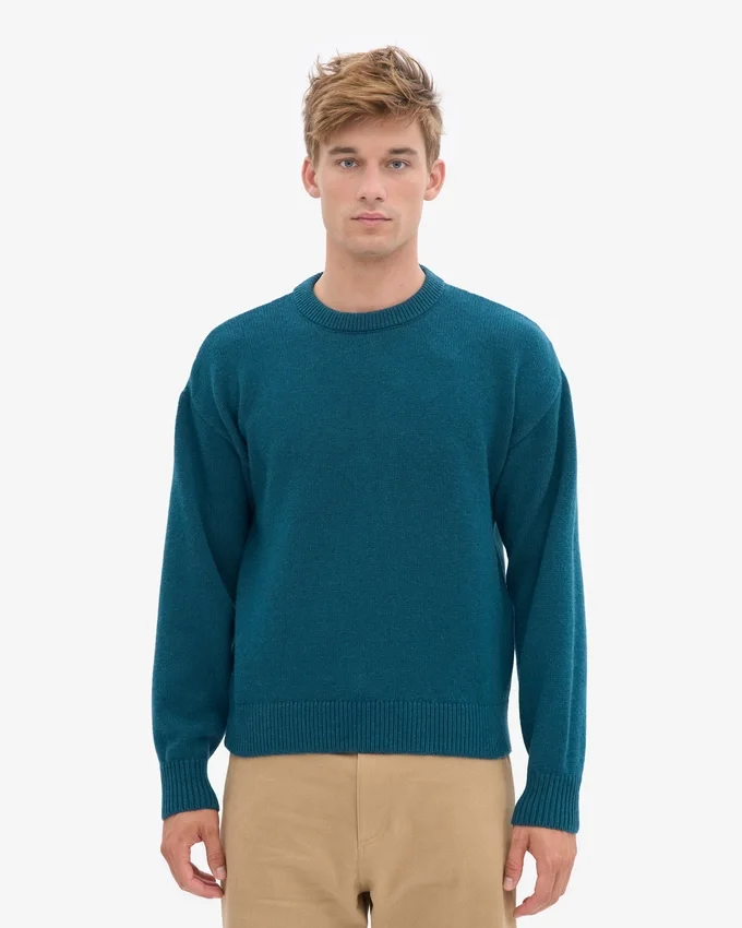 Pull oversize en laine mérinos - Vert océan