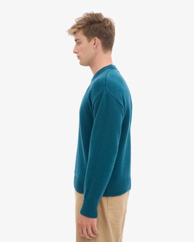 Pull oversize en laine mérinos - Vert océan